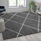 Flash Furniture Shag Style Diamond Trellis Area Rug - 8' x 10' - Charcoal/Ivory Polyester (PET) RC-KJ-181070-01-810-GR-IV-GG - alternate 1